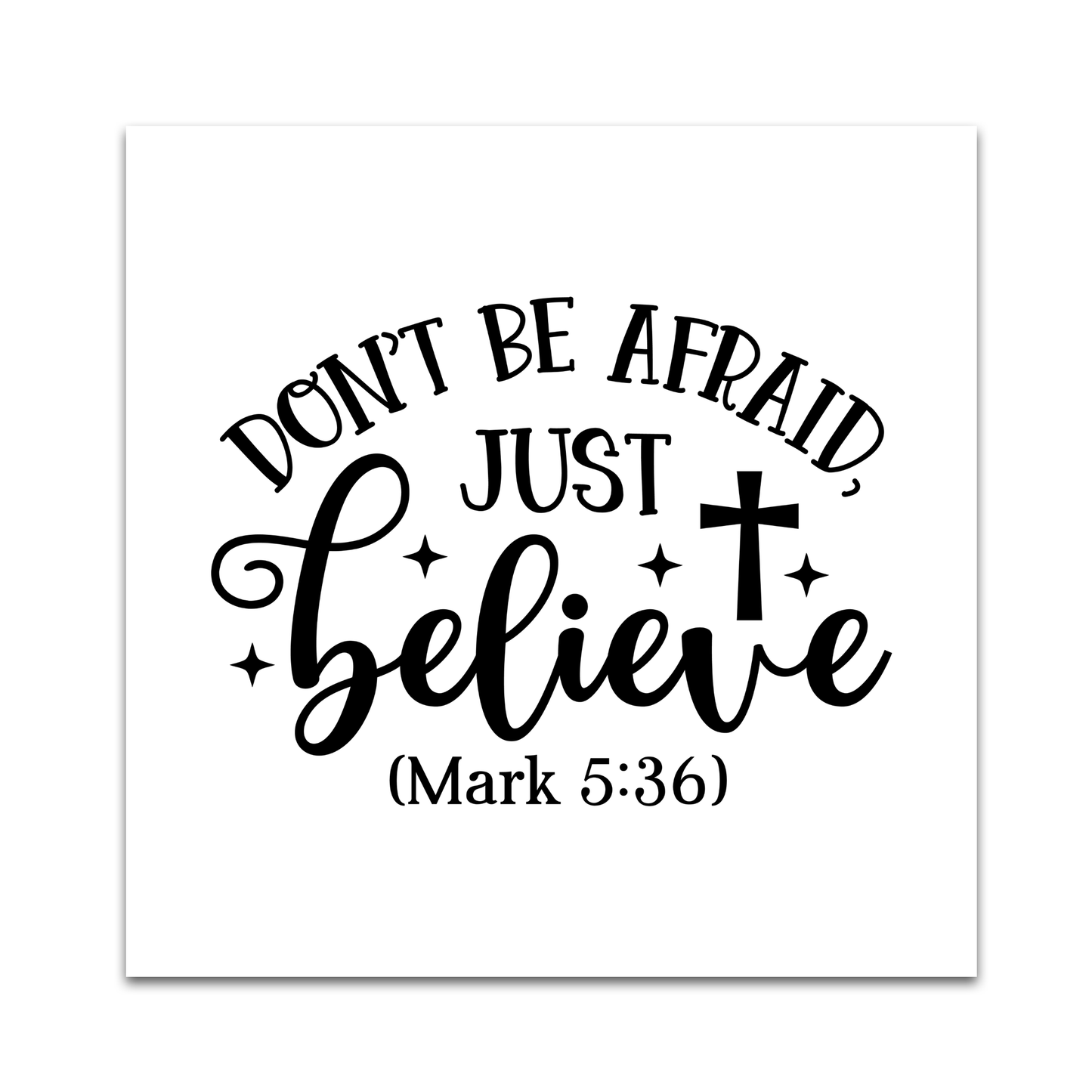 Precut Bible Quilt Square - Don't Be Afraid, Just Believe, Mark 5:36